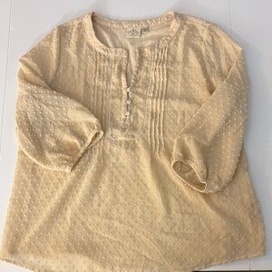 St. John's Bay Cream Swiss Dot Pintuck Peasant Blouse